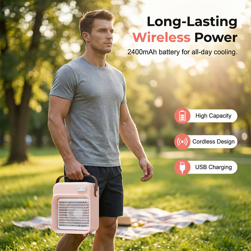 AeroMist Portable Fan — Instant Cooling, Hydration, Freedom
