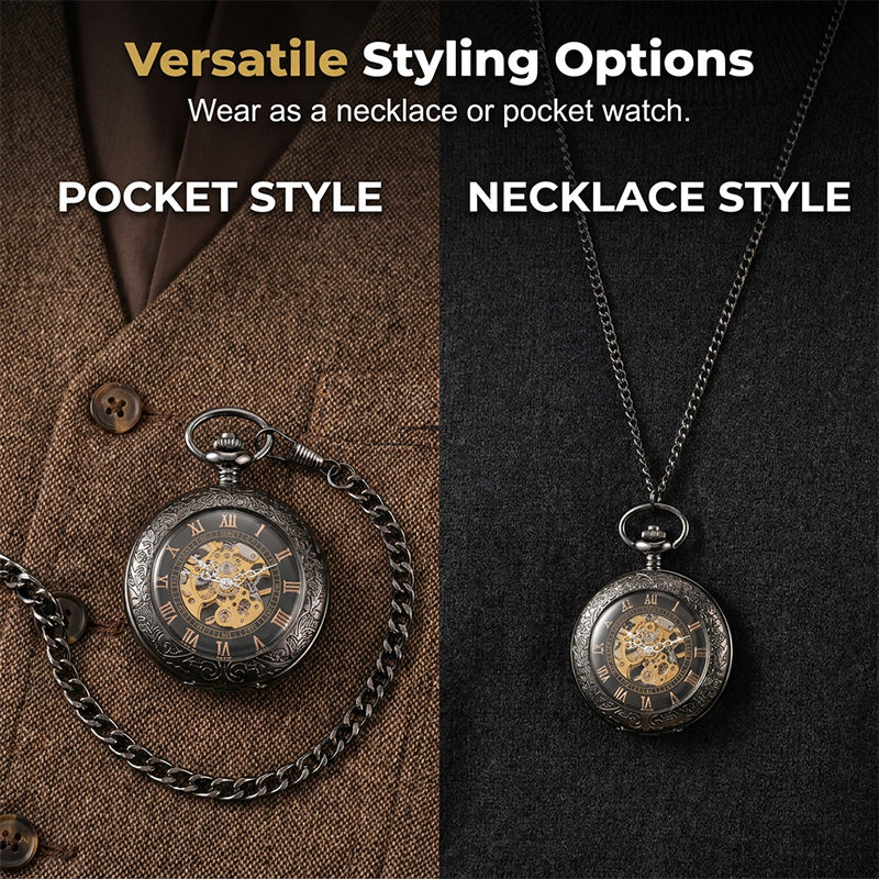 Mechanical pocket watch with spider web pattern — Own timeless boldness