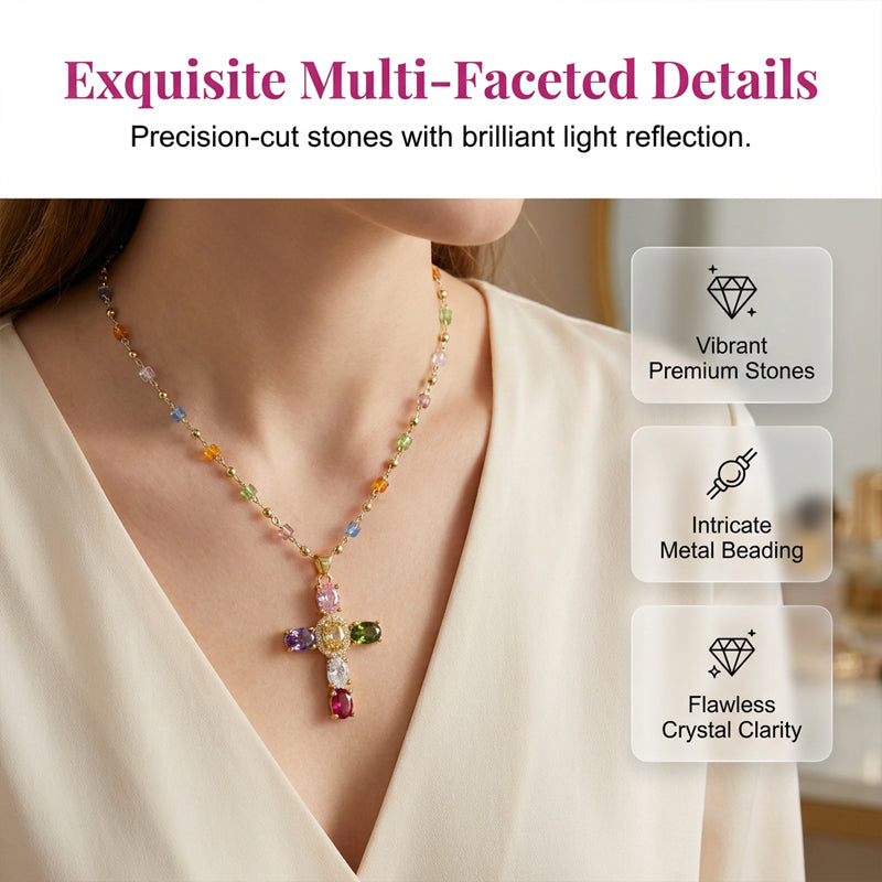 PrismAura Cross Necklace — Ignite Instant Glamour