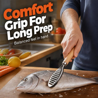Wooden Fish Scaler — Fast, Easy, No-Slip Control
