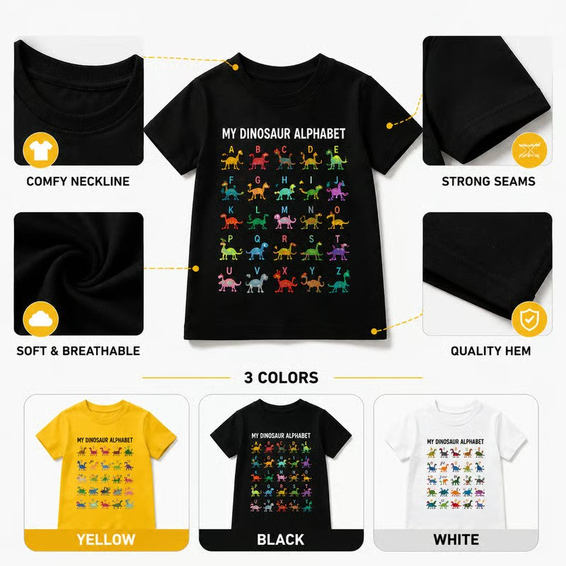 Dinosaur Alphabet Tee — Comfortable Learning Fun