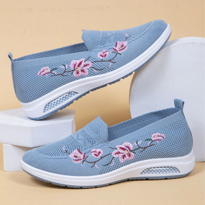 Leni — Women's Breathable Sneakers with Floral Embroidery