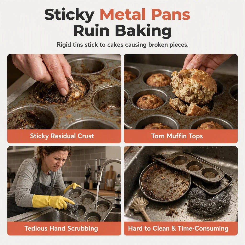 FlexiBake Pro — 4-Cavity Silicone Baking Mold | 1+1 FREE