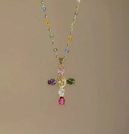 PrismAura Cross Necklace — Ignite Instant Glamour