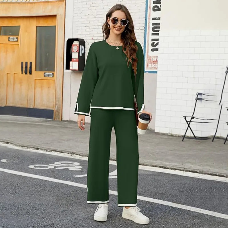 Elle — Women's Suit Set with Wide-Leg Pants for Elegance