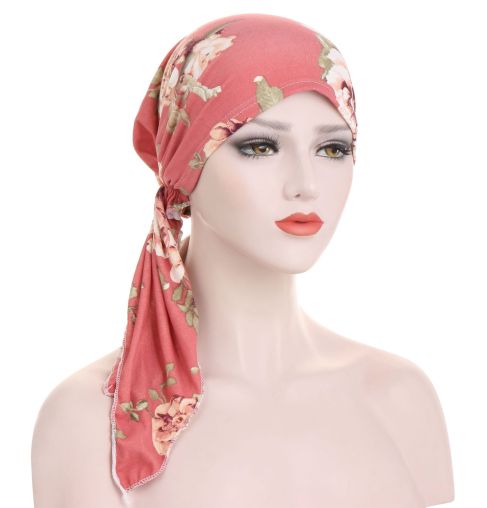 Ava — Floral Pre-Tied Headscarf with Soft Comfort
