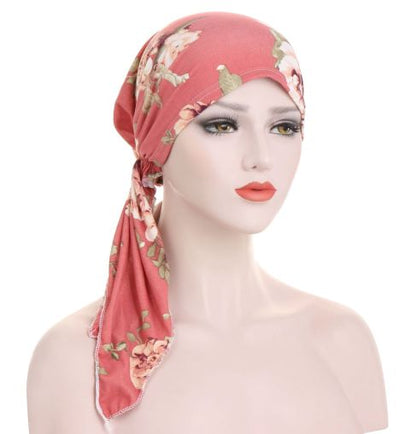 Ava — Floral Pre-Tied Headscarf with Soft Comfort