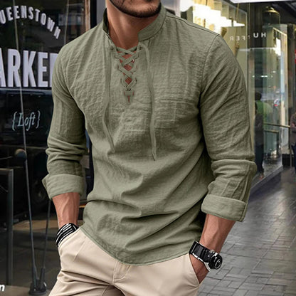 Jasper — Breathable Cotton Blend Shirt with Adjustable Neckline