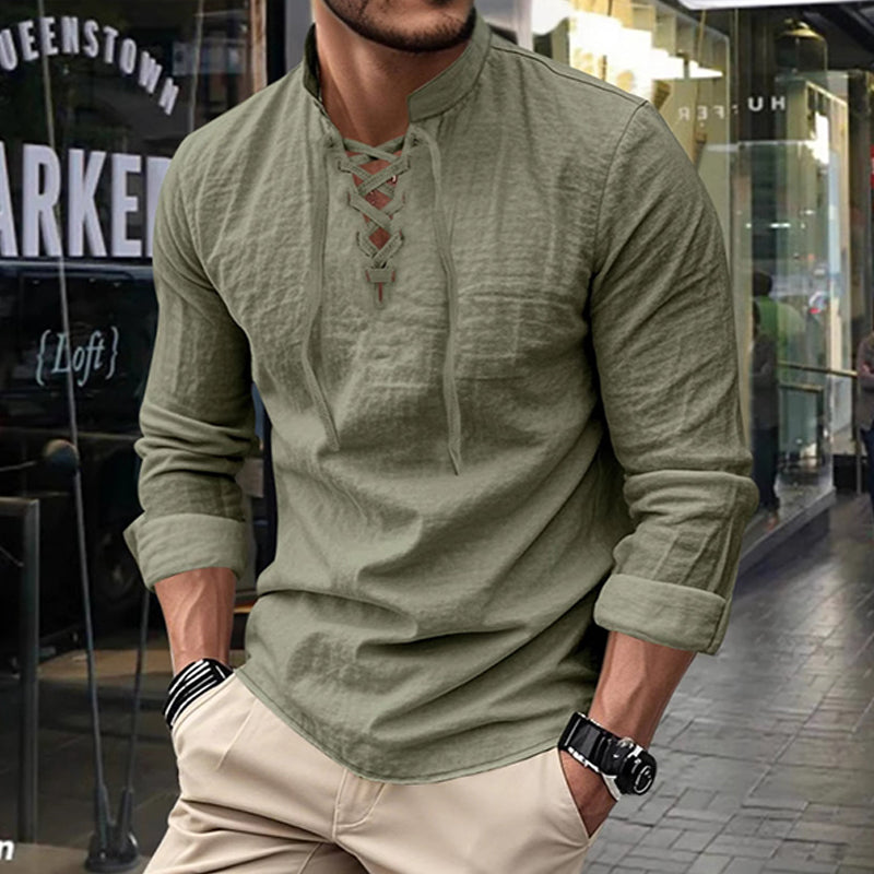 Jasper — Breathable Cotton Blend Shirt with Adjustable Neckline