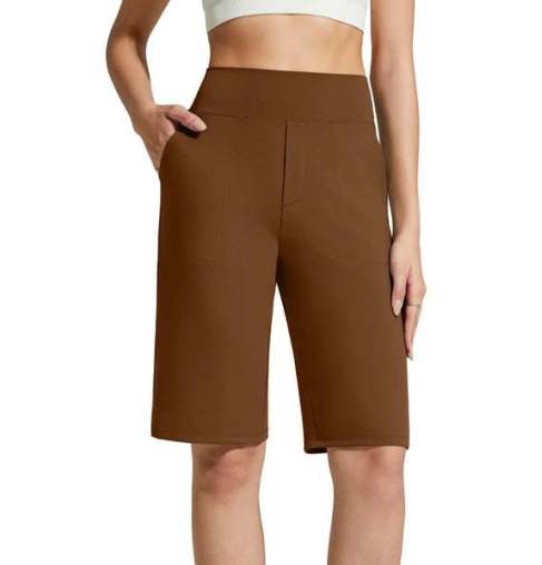 Nina — Women's High Waist Stretch Shorts with Deep Pockets