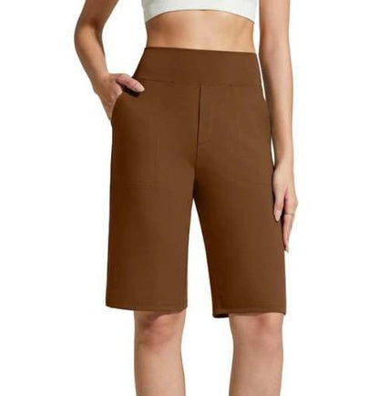 Nina — Women's High Waist Stretch Shorts with Deep Pockets
