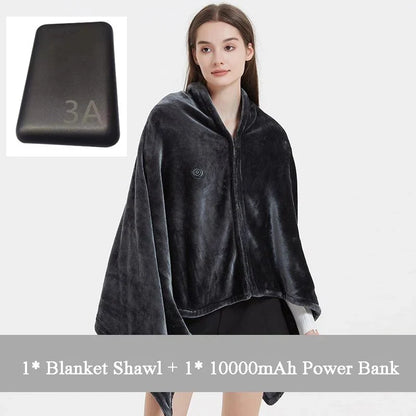 LumaComfort Heated Flannel Shawl — Cozy Warmth Anywhere