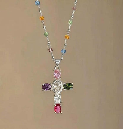 PrismAura Cross Necklace — Ignite Instant Glamour