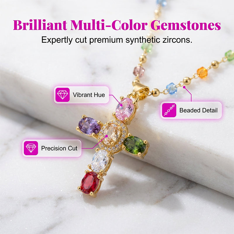 PrismAura Cross Necklace — Ignite Instant Glamour