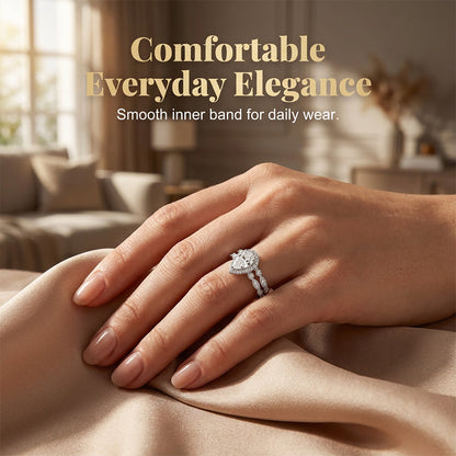 Claire – Vintage Pear-Shaped Zircon Two-Piece Ring Set