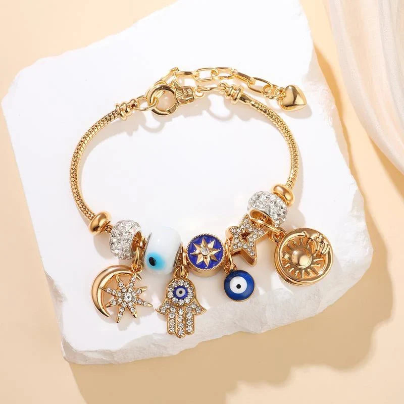 Elle — Adjustable Gold Celestial Charm Bracelet | 50% OFF