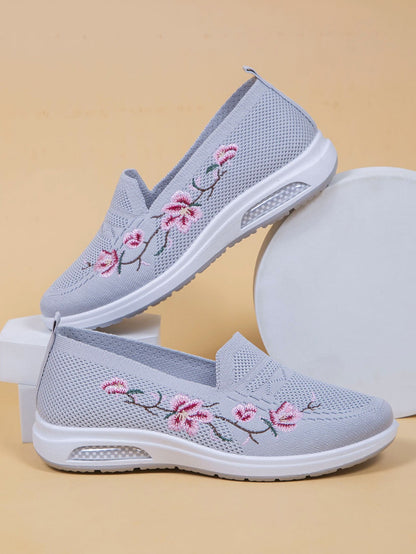 Leni — Women's Breathable Sneakers with Floral Embroidery