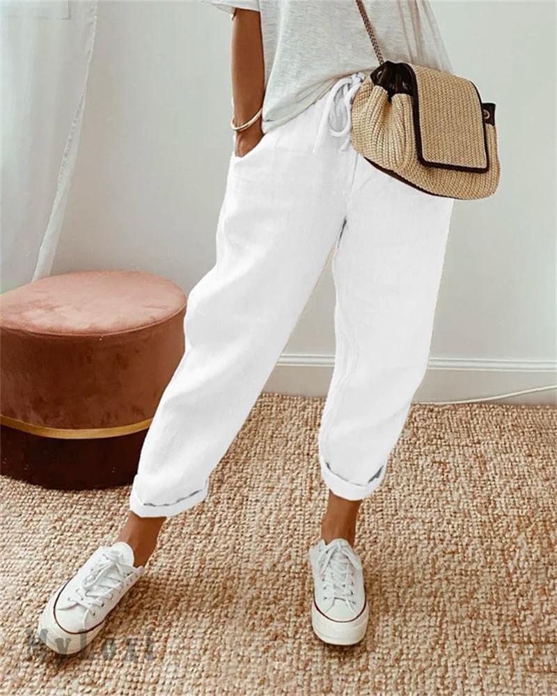 Jenny – Women's Pants made from Cotton-Linen Blend, Casual