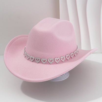 Amelia — Elegant Fedora Hat with Rhinestone Heart