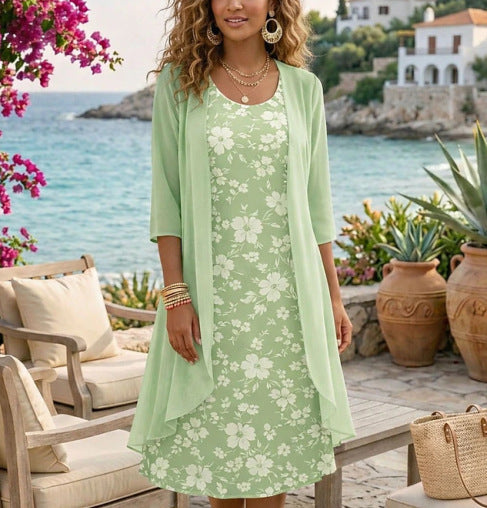 Olivia – Women's Two-Piece Set Made of Chiffon with Cardigan