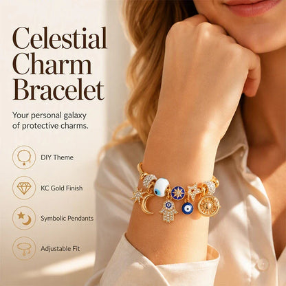 Elle — Adjustable Gold Celestial Charm Bracelet | 50% OFF