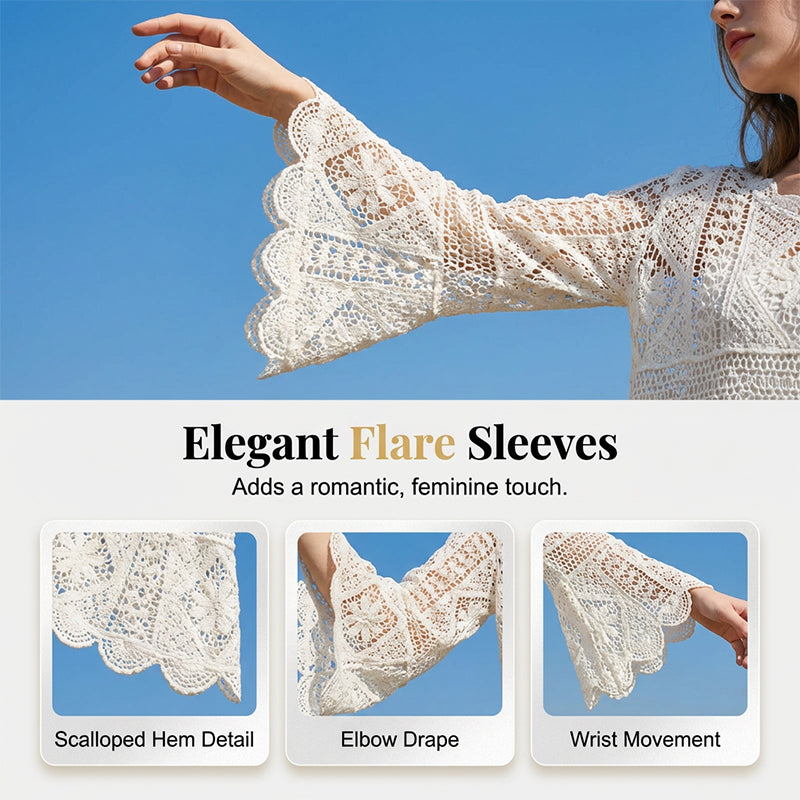 Summer Wrap – Airy Crocheted Beachwear with Flowing Sleeves