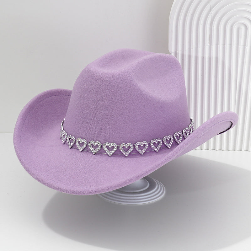 Amelia — Elegant Fedora Hat with Rhinestone Heart