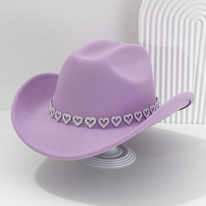 Amelia — Elegant Fedora Hat with Rhinestone Heart