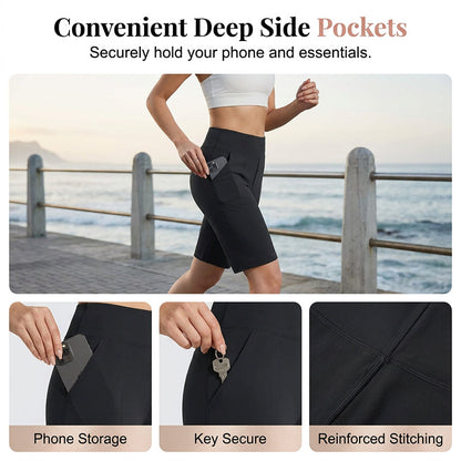 Nina — Women's High Waist Stretch Shorts with Deep Pockets