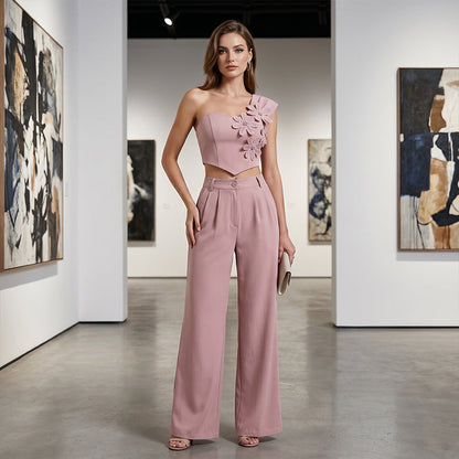 Fenna – Women's One-Shoulder Floral Two-Piece Set
