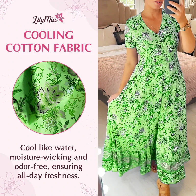Isla – Flattering Summer Dress with V-Neckline Made of Stretch Cotton