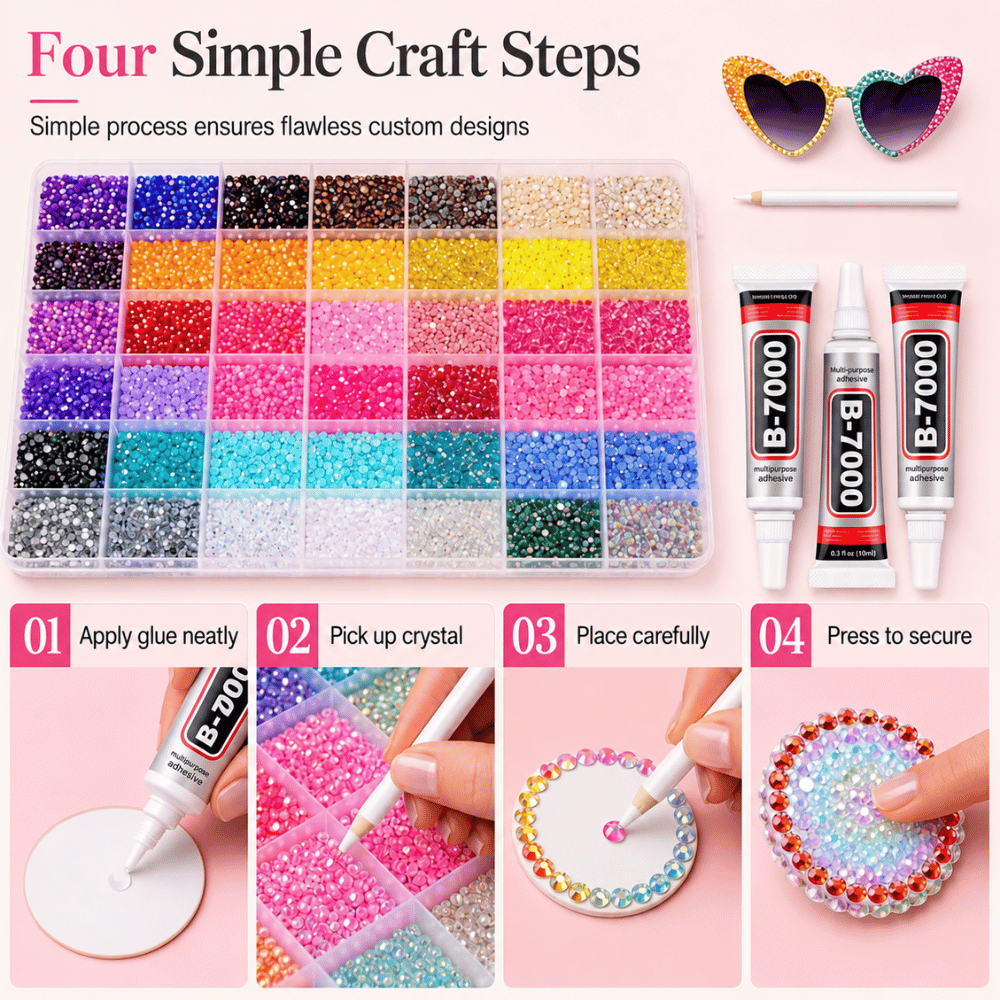 CrystalGlow - DIY-Bastelset mit Strasssteinen | 50% RABATT