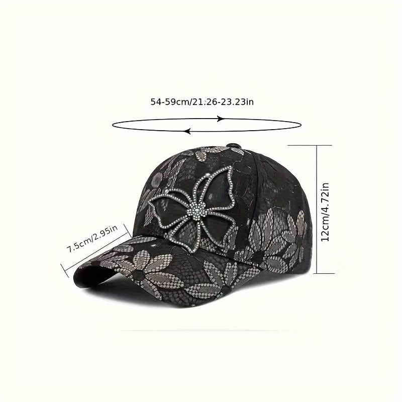 Isabella – Women's Breathable Sequin Butterfly Cap with Adjustable Fit