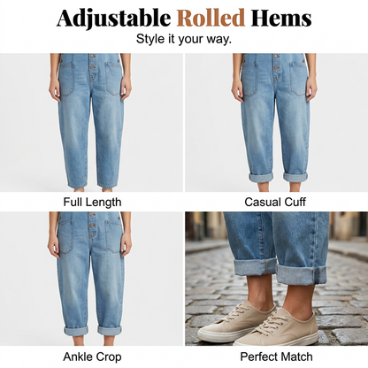 Maria – Casual-fitting denim overalls with adjustable buckles