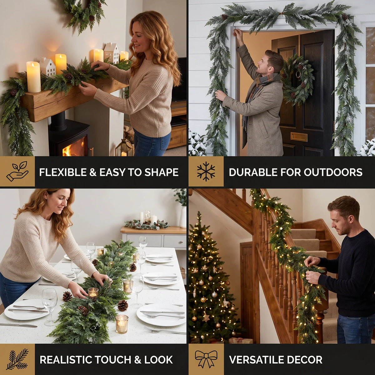 HomeGlow Cedar & Pine Garland — Effortless Cozy Holiday Magic
