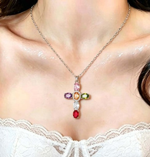 PrismAura Cross Necklace — Ignite Instant Glamour