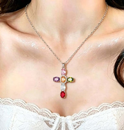 PrismAura Cross Necklace — Ignite Instant Glamour
