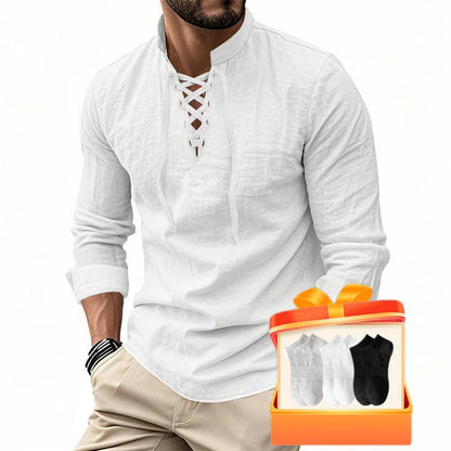 Jasper — Breathable Cotton Blend Shirt with Adjustable Neckline