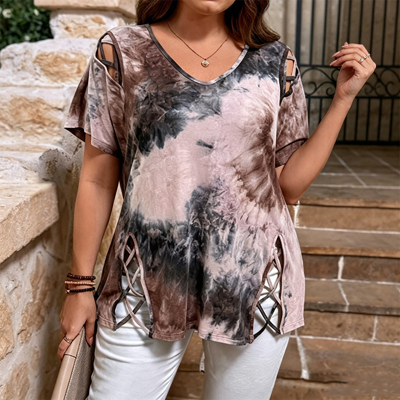 Sophia — Women's Soft Lace-Up Side T-Shirt