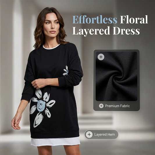 Heidi – Two-Piece Knitted Dress with Floral Pattern and Loose Fit