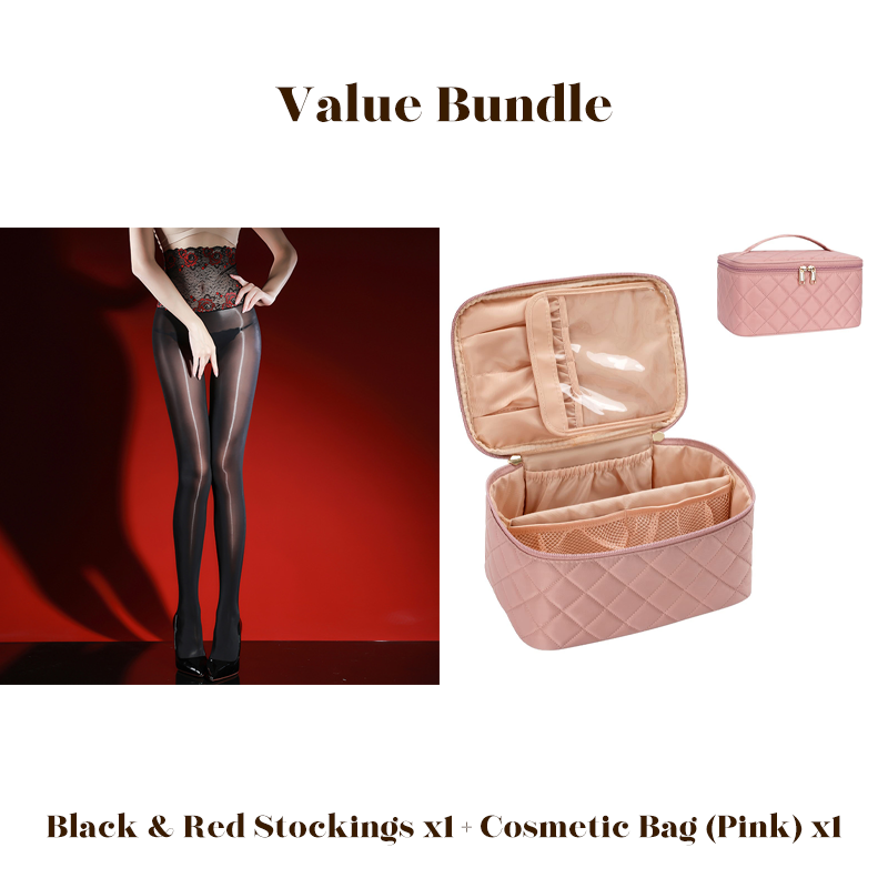 Rose – High-waisted mesh stockings with 3D rose embroidery