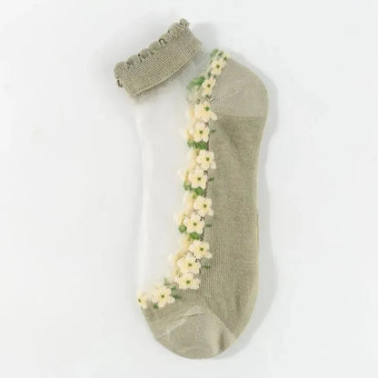 Lena — Floral Lace Stockings for Cool, Comfortable Feet