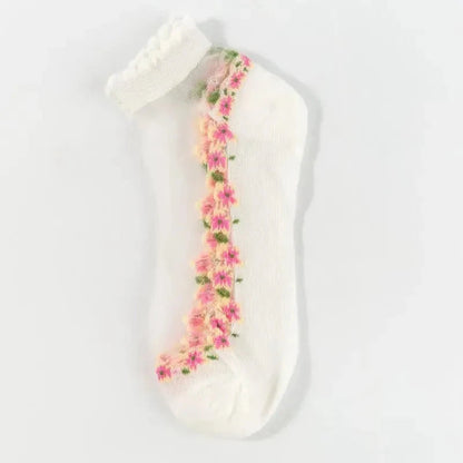 Sophia — Women's Socks with Floral Lace and Padded Comfort
