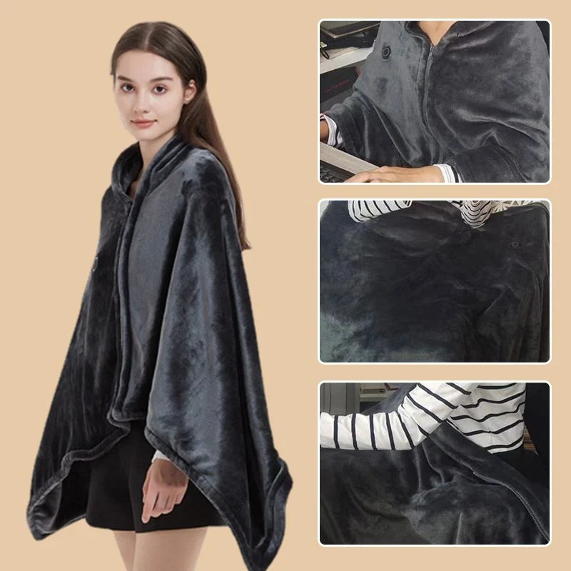 LumaComfort Heated Flannel Shawl — Cozy Warmth Anywhere