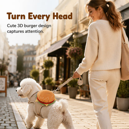 Hamburger + Harness + Leash — Comfort That Turns Heads