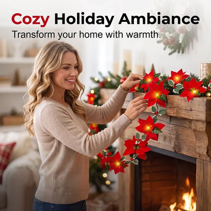 Poinsettia Light Garland — Spark Warm Holiday Magic