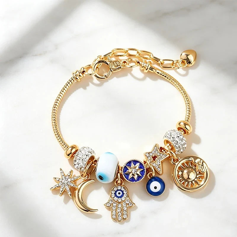 Elle — Adjustable Gold Celestial Charm Bracelet | 50% OFF