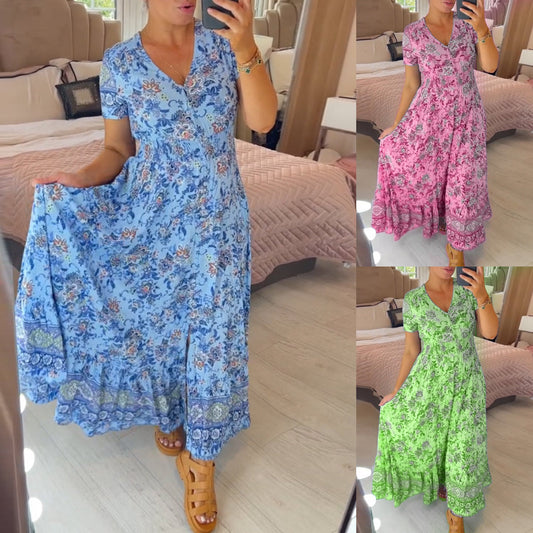 Isla – Flattering Summer Dress with V-Neckline Made of Stretch Cotton
