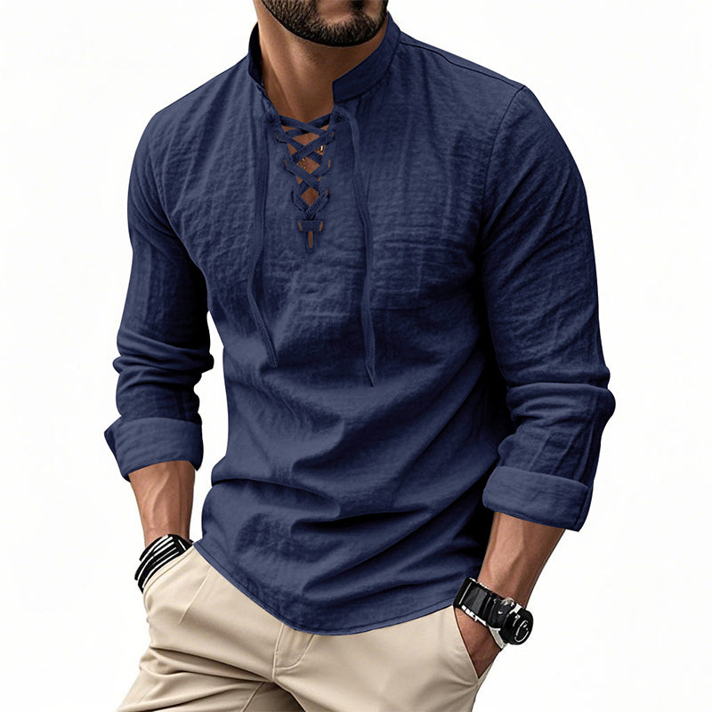Jasper — Breathable Cotton Blend Shirt with Adjustable Neckline