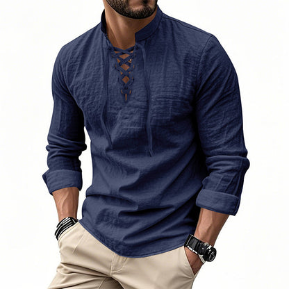 Jasper — Breathable Cotton Blend Shirt with Adjustable Neckline